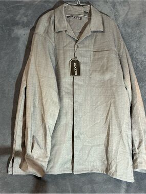 Luxton Men's Light Gray Button-Front Shirt Jacket